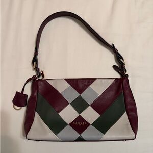 Radley London Burgundy and Green Checkered Shoulder Bag